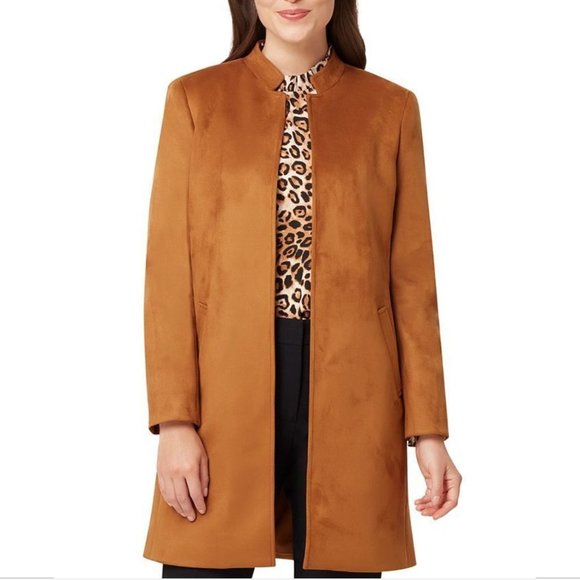 Tahari ASL Jackets & Blazers - Tahari ASL Women's Faux-Suede Topper Jacket - Cognac Brown Size 6